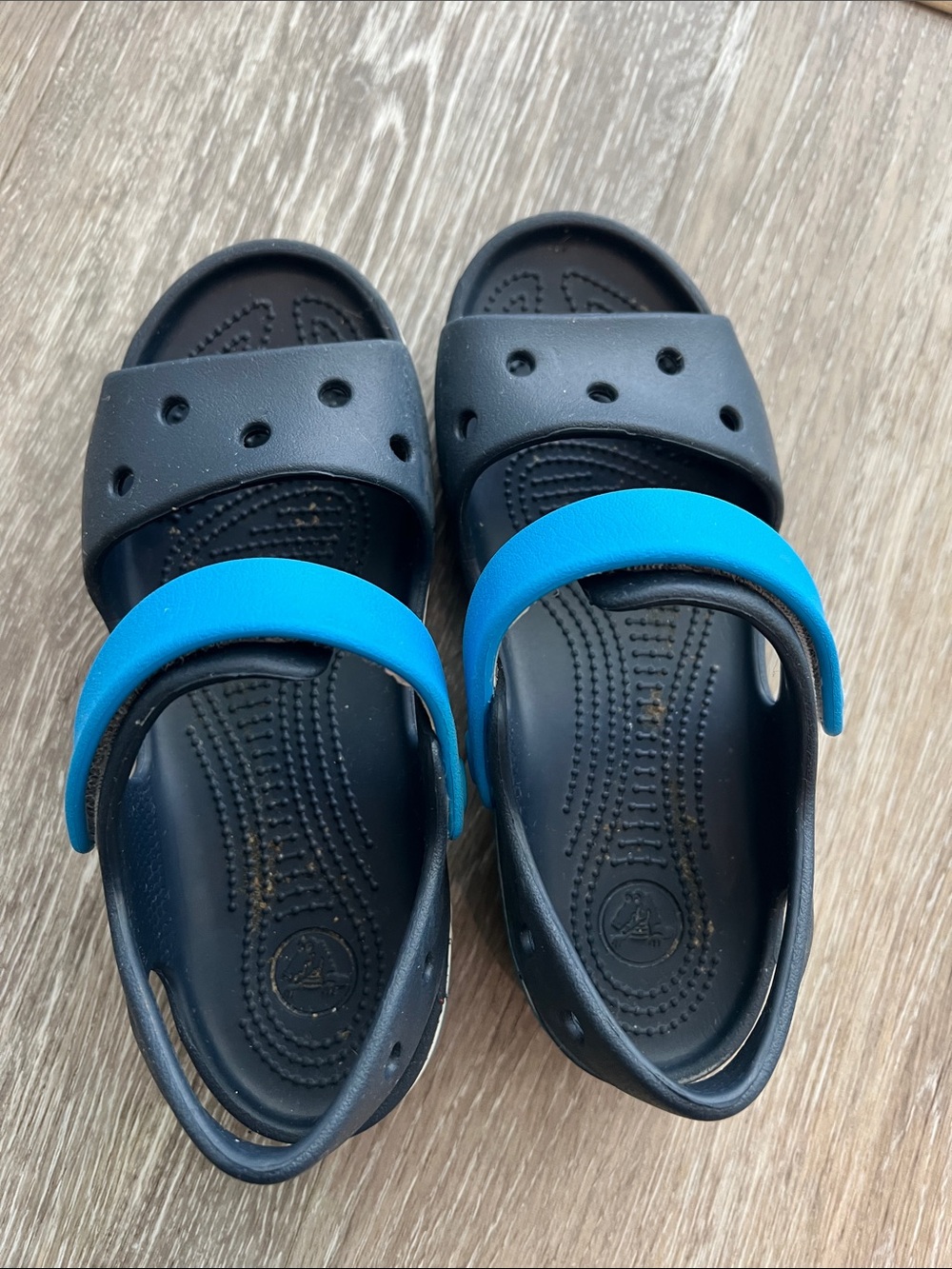 CROCS Kids Navy Sandals with Blue Heel Strap
